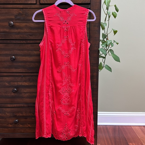 Johnny Was Red Sleeveless Midi Sundress-Large - Picture 3 of 9